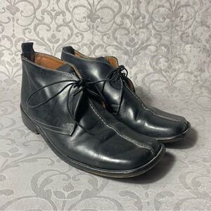 Vtg 90s Kenneth Cole New York Black Leather Square Toe Ankle Boots Man’s Italy